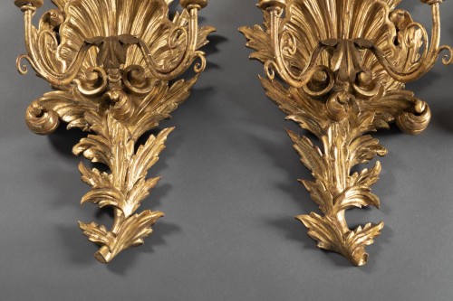 Louis XVI - Suite of 4 gilt wood sconces from the end of the 18th century.