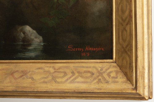 Tableaux et dessins Tableaux XIXe siècle - Alexandre Serres (1850-1910) - Allégorie au berger et à l'oiseau