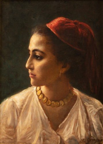 Portrait de femme orientale - Ecole française vers 1920 - Tableaux et dessins Style 