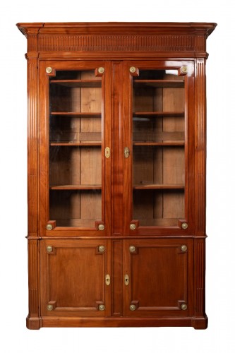 Mahogany bookcase, Louis XVI period - Stamped J.F Leleu