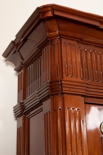 Mahogany bookcase, Louis XVI period - Stamped J.F Leleu - Louis XVI