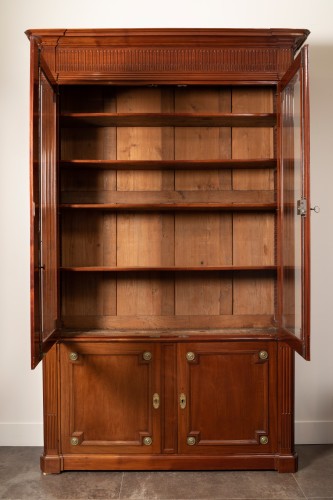 Antiquités - Mahogany bookcase, Louis XVI period - Stamped J.F Leleu