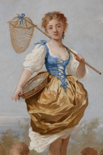 Charles CHAPLIN (1825-1891) Young girl with a net - 