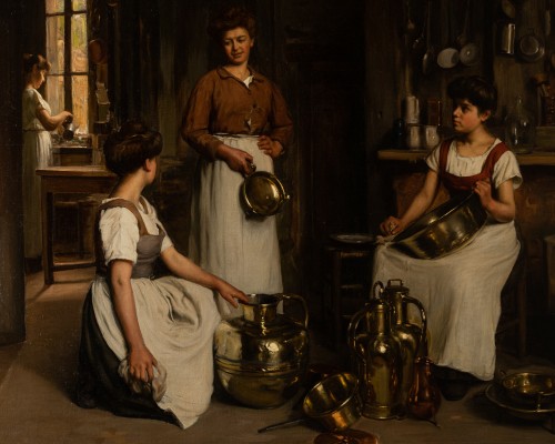 Paintings & Drawings  - Franck Antoine BAIL  (1858-1924)  - Cleaning the vessels