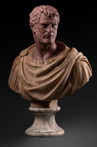 Paire de bustes en marbre sculpté d'empereurs romains - 