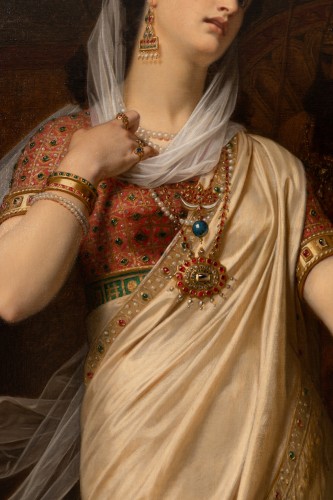 Tableaux et dessins Tableaux XIXe siècle - Hugues Merle 1875 - Portrait d'Esther devant le roi Assuérus