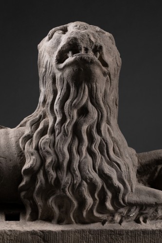 Sculpture Sculpture en pierre - Paire de Lions en grés - Fin du XVIIe