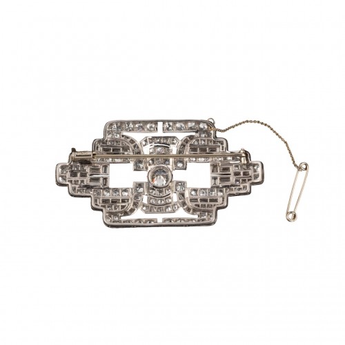 Broche Art Déco en diamants et platine - Bijouterie, Joaillerie Style Art Déco