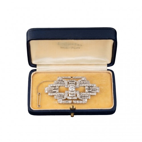 Bijouterie, Joaillerie Broche - Broche Art Déco en diamants et platine