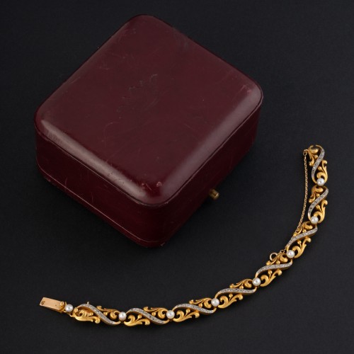 Bracelet en or, perles fines et diamants - 