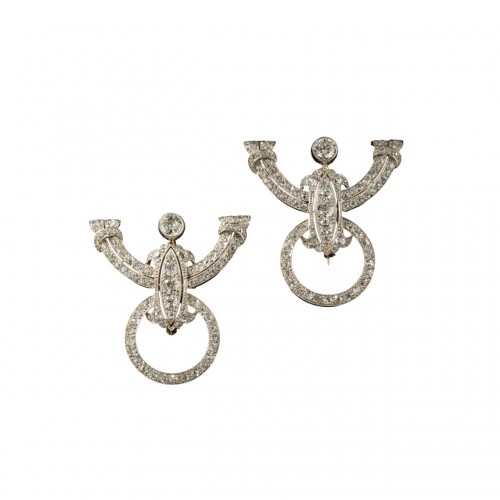 Pair of platinum and white gold diamond brooches, circa 1920