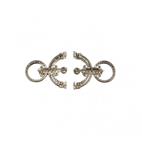 Antique Jewellery  - Pair of platinum and white gold diamond brooches, circa 1920