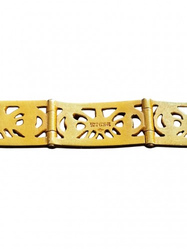 XIXe siècle - Bracelet WIESE en or à motifs gravés