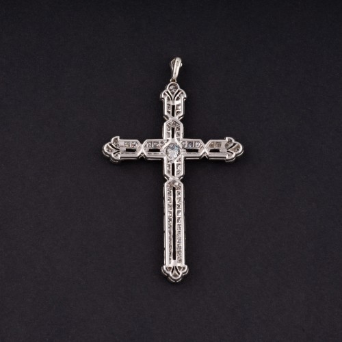 Pendentif croix en or et diamants vers 1930 - Antique Jewellery Style Art Déco
