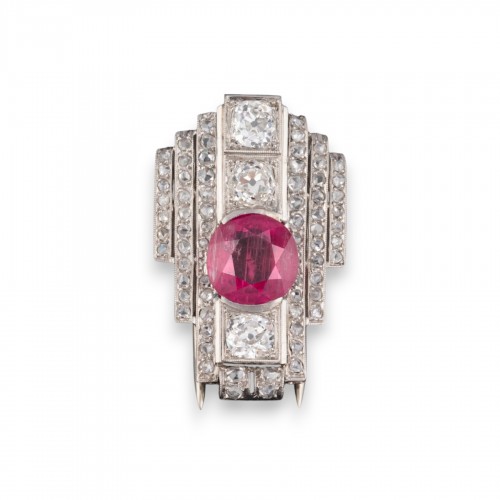 Art Deco Tourmaline, Diamond and Platinum Tie Pin & Pendant