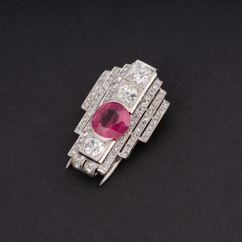 Art Deco Tourmaline, Diamond and Platinum Tie Pin &amp; Pendant - Antique Jewellery Style Art Déco