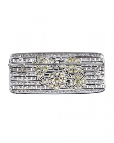 Broche Art Déco en platine et diamants - Bijouterie, Joaillerie Style 