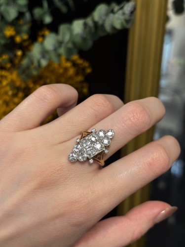 Antique Jewellery  - Marquise Ring In Gold, Platinum And Diamonds, Early 20th Century