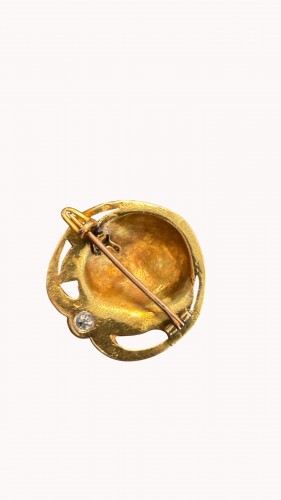 Broche chien en or, année 1900 - Bijouterie, Joaillerie Style Art nouveau