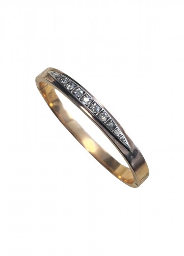 Bracelet rigide ouvrant en or et diamants