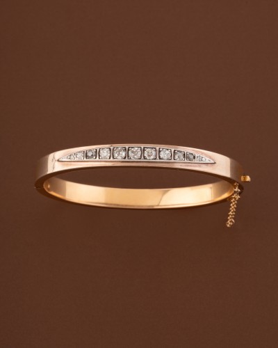 Rigid Opening Bracelet In Gold And Diamonds - 