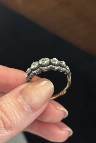 XIXe siècle - Bague en or, argent et diamants, XIXe siècle