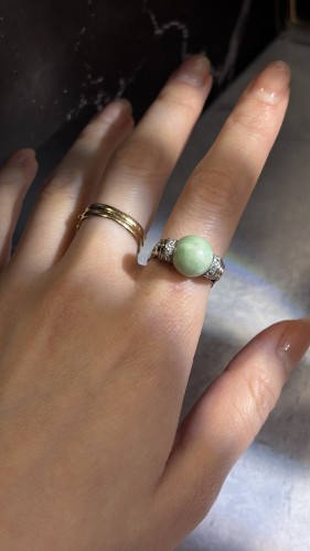 Bijouterie, Joaillerie Bagues - Bague Art Déco en or gris, jade et diamants