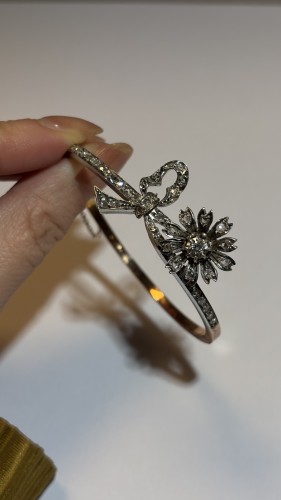  - Flower Bracelet In Gold, Silver And Diamonds, 19th Century