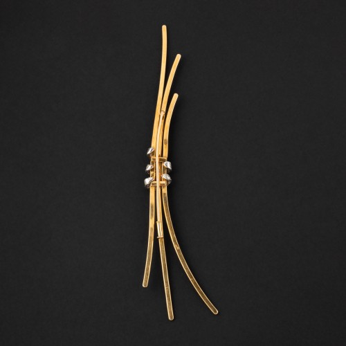 Gold and diamonds brooch, circa 1960 - Antique Jewellery Style 50