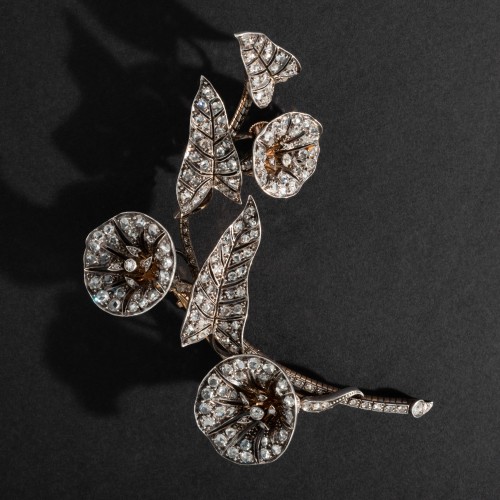 Broche Liseron en or, argent et diamants, fin XIXe siècle - Galerie Yidan Dema