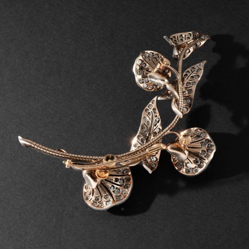 XIXe siècle - Broche Liseron en or, argent et diamants, fin XIXe siècle