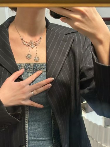 Collier Négligé Belle Epoque en or, platine et diamants - Bijouterie, Joaillerie Style 