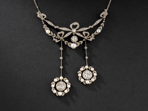 Collier Négligé Belle Epoque en or, platine et diamants - Galerie Yidan Dema