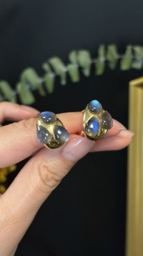 Antique Jewellery  - Pomellato - Labradorite and 18K Gold Earrings