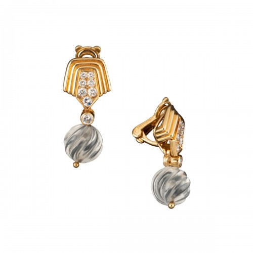 Boucheron - Paire de pendants d'oreilles en or et diamants - Galerie Yidan Dema