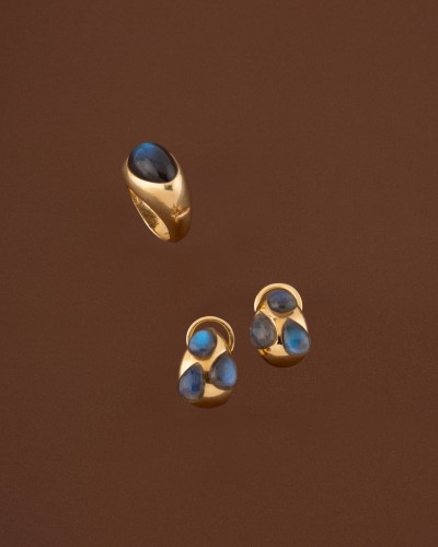 Pomellato  -  yellow gold and labradorite ring - 