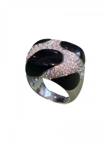 Bague cocktail en or, email et diamants - Bijouterie, Joaillerie Style 