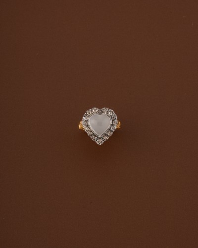 Bague en or, diamants et pierre de lune, XIXe siècle - Bijouterie, Joaillerie Style 