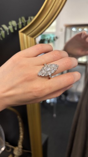 18k yellow gold and platinum diamond ring, circa 1900 - Antique Jewellery Style 
