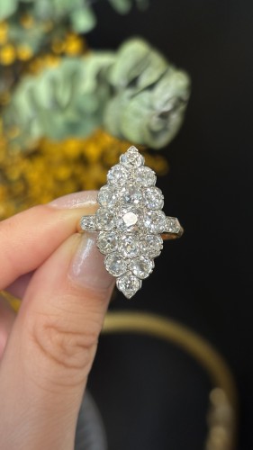 18k yellow gold and platinum diamond ring, circa 1900 - 