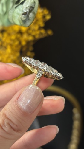 20th century - 18k yellow gold and platinum diamond ring, circa 1900
