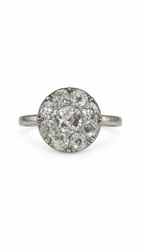 Belle Époque Platinum & Old-Cut Diamond Daisy Ring