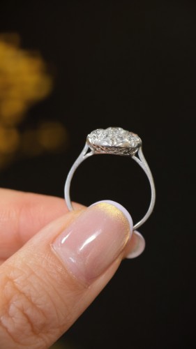 Belle Époque Platinum &amp; Old-Cut Diamond Daisy Ring - 