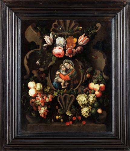 Frans Van Everbroeck (1628-1693) - Nature morte de fleurs et de fruits - Tableaux et dessins Style 