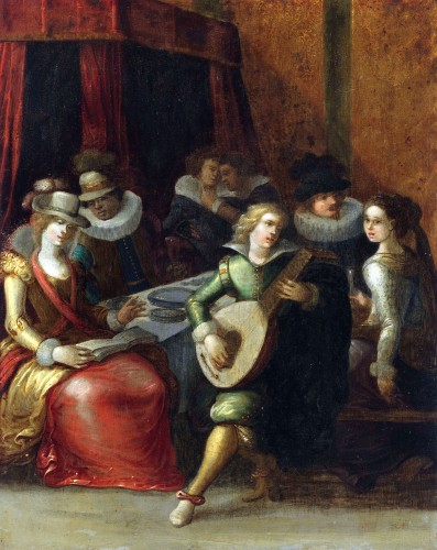 Louis de Caullery (1580-1621) - Scène de genre dans un intérieur aristocratique