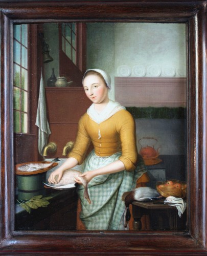 Nicolaas Rijnenburg (1716-1784) -  Femme dans une cuisine - Tableaux et dessins Style 