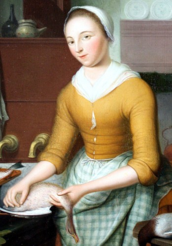 Nicolaas Rijnenburg (1716-1784) -  Femme dans une cuisine - Galleria la Bocchella