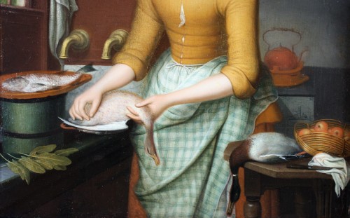 Nicolaas Rijnenburg (1716-1784) -  Femme dans une cuisine - 