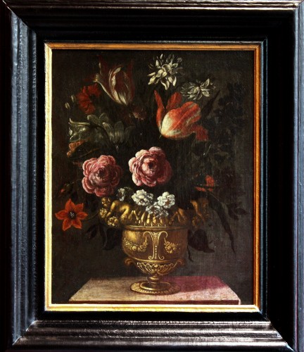 Giacomo Recco (1603-1653) - Nature morte au vase de fleurs - Tableaux et dessins Style 