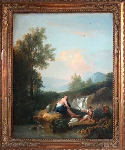 Domenico Pecchio (1687-1760) - Idylle arcadienne au bord du ruisseau - Tableaux et dessins Style 